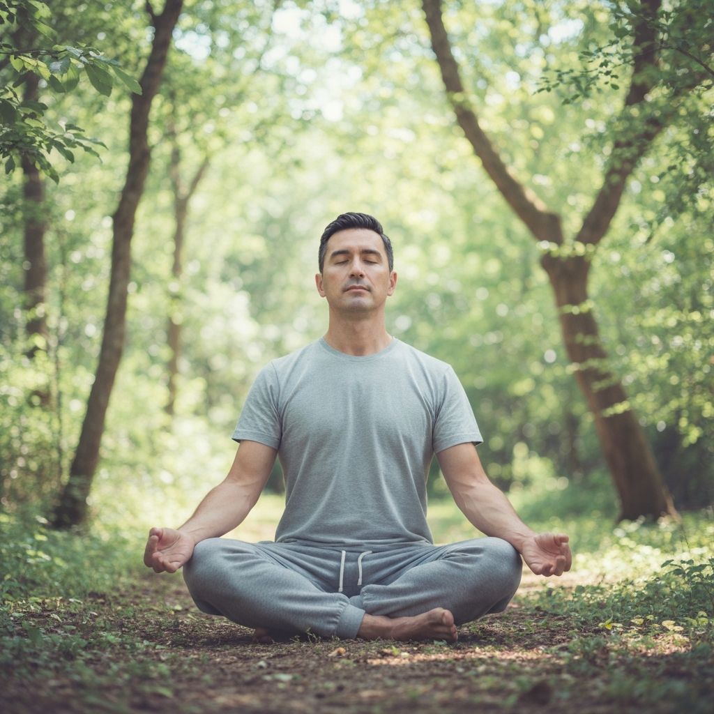 Man meditating in nature for holistic wellness